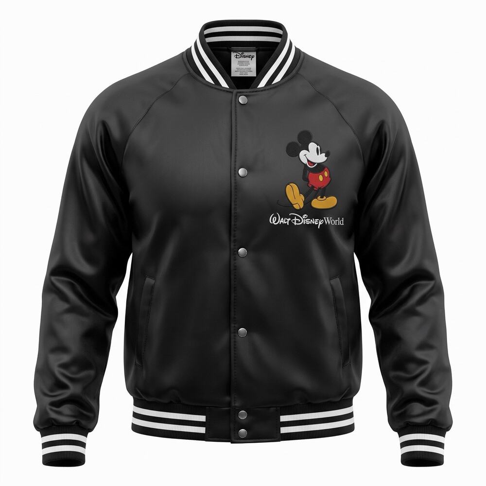 Disney Parks Mickey Mouse Varsity Bomber Jacket Walt Disney World Large NWT